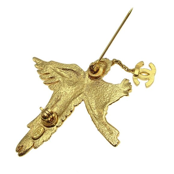 Chanel Eagle Rhinestone Brooch Pin Gold 01P 26920 - Picture 4 of 4